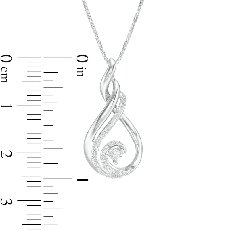 1/10 CT. T.W. Diamond Double Flame Pendant in Sterling Silver