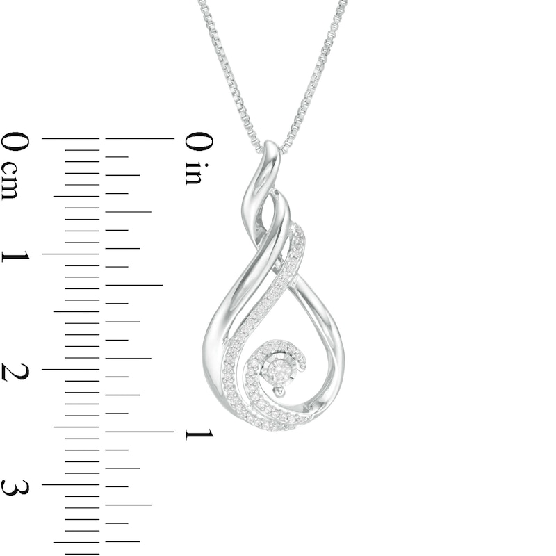 Main Image 2 of 1/10 CT. T.W. Diamond Double Flame Pendant in Sterling Silver