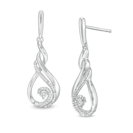 1/10 CT. T.W. Diamond Double Flame Drop Earrings in Sterling Silver