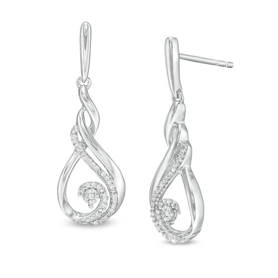 1/10 CT. T.W. Diamond Double Flame Drop Earrings in Sterling Silver 1/10 CT. T.W. Diamond Double Flame Drop Earrings in Sterling Silver