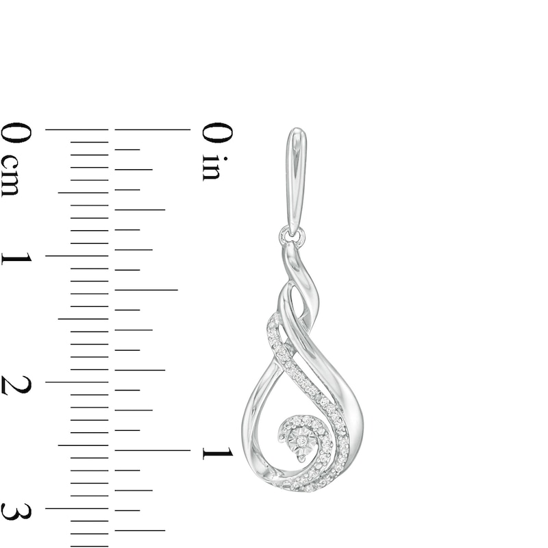 1/10 CT. T.W. Diamond Double Flame Drop Earrings in Sterling Silver