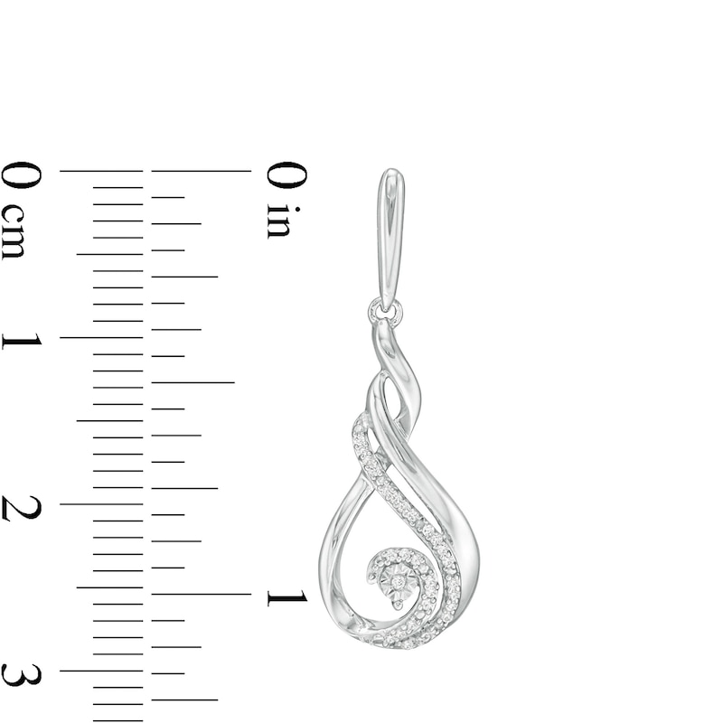 Main Image 2 of 1/10 CT. T.W. Diamond Double Flame Drop Earrings in Sterling Silver
