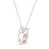 Thumbnail Image 1 of Diamond Accent Mother and Baby Owl Pendant in Sterling Silver and 10K Rose Gold