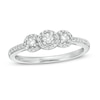 Thumbnail Image 0 of 1/4 CT. T.W. Diamond Frame Three Stone Promise Ring in 10K White Gold