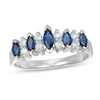 Thumbnail Image 0 of EFFY™ Collection Marquise Blue Sapphire and 1/5 CT. T.W. Diamond Five Stone Ring in 14K White Gold