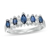 Thumbnail Image 1 of EFFY™ Collection Marquise Blue Sapphire and 1/5 CT. T.W. Diamond Five Stone Ring in 14K White Gold