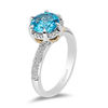 Thumbnail Image 1 of Enchanted Disney Aladdin 8.0mm Swiss Blue Topaz and 1/5 CT. T.W. Diamond Frame Ring in Sterling Silver and 10K Gold