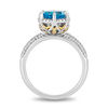 Thumbnail Image 2 of Enchanted Disney Aladdin 8.0mm Swiss Blue Topaz and 1/5 CT. T.W. Diamond Frame Ring in Sterling Silver and 10K Gold