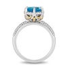 Thumbnail Image 3 of Enchanted Disney Aladdin 8.0mm Swiss Blue Topaz and 1/5 CT. T.W. Diamond Frame Ring in Sterling Silver and 10K Gold