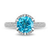 Thumbnail Image 4 of Enchanted Disney Aladdin 8.0mm Swiss Blue Topaz and 1/5 CT. T.W. Diamond Frame Ring in Sterling Silver and 10K Gold