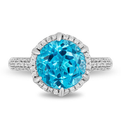 Enchanted Disney Aladdin 10.0mm Swiss Blue Topaz and 1/3 CT