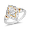 Thumbnail Image 0 of Enchanted Disney Aladdin 1 CT. T.W. Oval Diamond Arabesque Frame Engagement Ring in 14K Two-Tone Gold