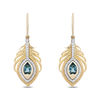 Enchanted Disney Jasmine Oval Swiss Blue Topaz and 1/5 CT. T.W. Diamond Palm Drop Earrings in 10K Gold
