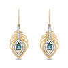 Thumbnail Image 0 of Enchanted Disney Jasmine Oval Swiss Blue Topaz and 1/5 CT. T.W. Diamond Palm Drop Earrings in 10K Gold