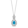 Thumbnail Image 1 of Enchanted Disney Aladdin Pear-Shaped Swiss Blue Topaz and 1/5 CT. T.W. Diamond Frame Drop Pendant in Sterling Silver