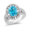 Thumbnail Image 0 of Enchanted Disney Aladdin Oval Swiss Blue Topaz and 1/4 CT. T.W. Diamond Frame Split Shank Ring in Sterling Silver