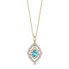 Thumbnail Image 1 of Enchanted Disney Aladdin Pear-Shaped Swiss Blue Topaz and 1/15 CT. T.W. Diamond Arabesque Frame Pendant in 10K Gold