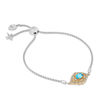 Thumbnail Image 0 of Enchanted Disney Aladdin Oval Swiss Blue Topaz and 1/15 CT. T.W. Diamond Bolo Bracelet in Sterling Silver and 10K Gold