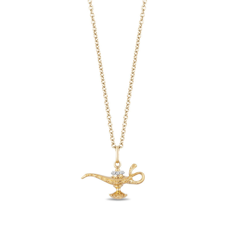 Main Image 1 of Enchanted Disney Jasmine Diamond Accent Filigree Lamp Pendant in 10K Gold - 19"