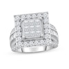 Thumbnail Image 1 of 3 CT. T.W. Princess-Cut Multi-Diamond Frame Multi-Row Engagement Ring in 14K White Gold