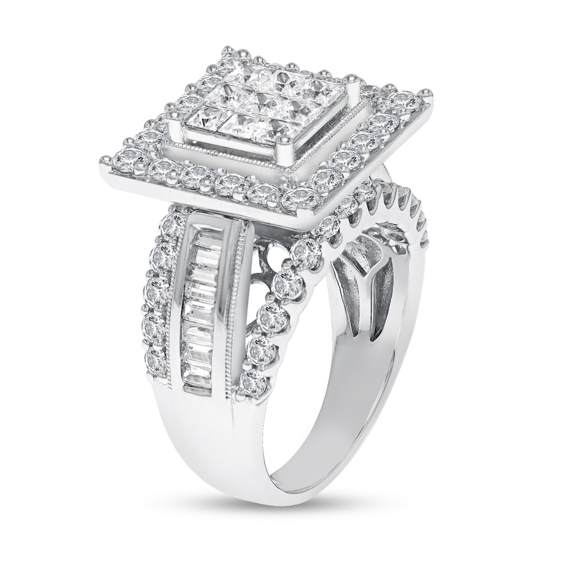 Main Image 2 of 3 CT. T.W. Princess-Cut Multi-Diamond Frame Multi-Row Engagement Ring in 14K White Gold