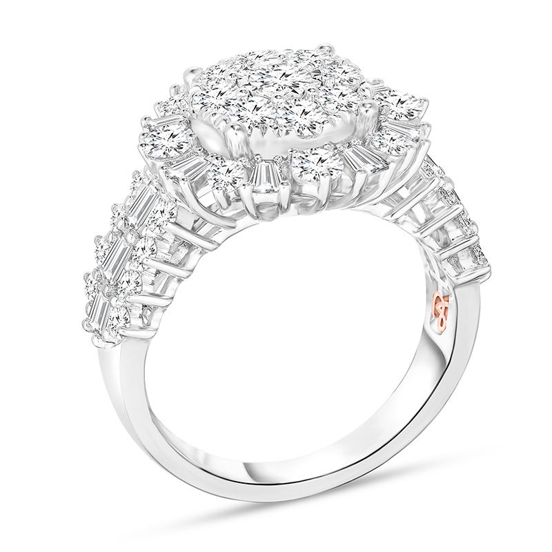 Adrianna Papell 2 CT. T.W. Diamond Sunburst Frame Ring in 10K Two-Tone Gold