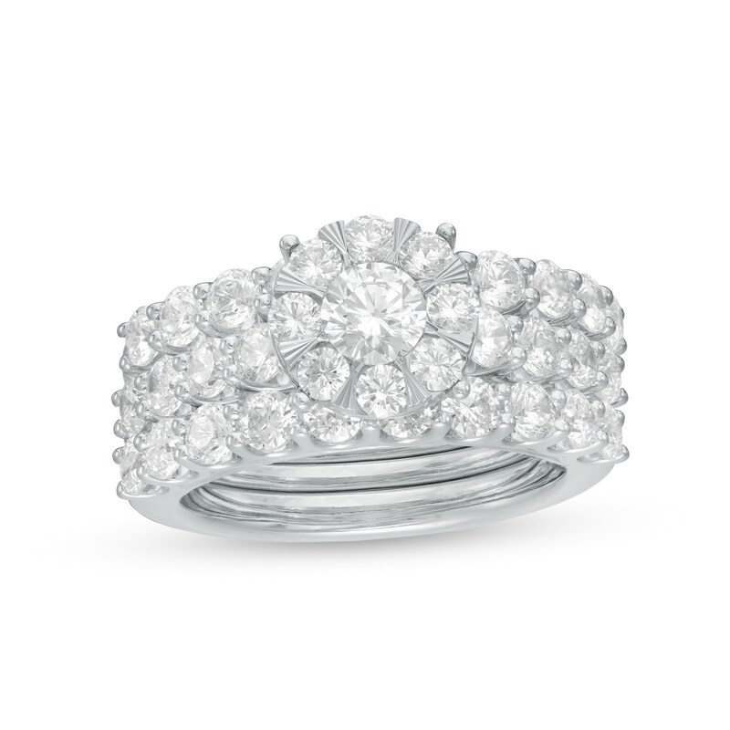 Main Image 1 of 3 CT. T.W. Diamond Frame Three Piece Bridal Set in 10K White Gold