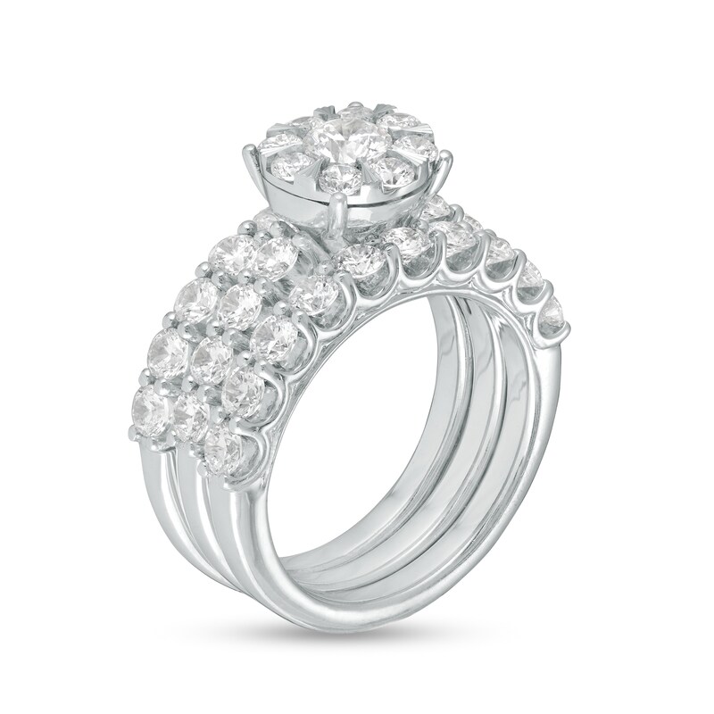 Main Image 3 of 3 CT. T.W. Diamond Frame Three Piece Bridal Set in 10K White Gold