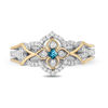 Enchanted Disney Jasmine Swiss Blue Topaz and 1/5 CT. T.W. Diamond Ring in Sterling Silver and 10K Gold
