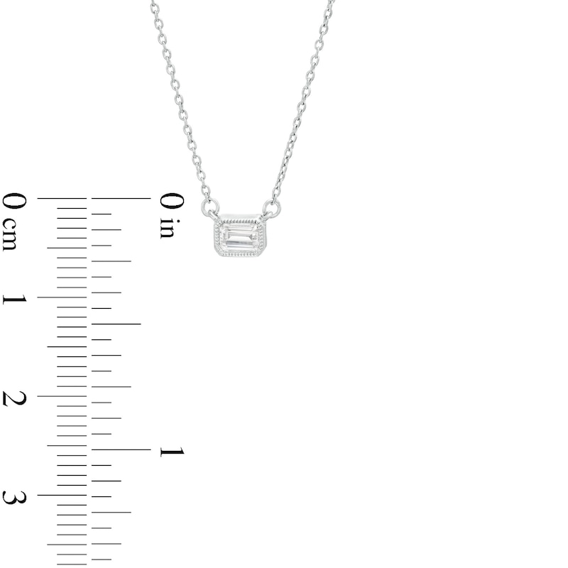 1/5 CT. Emerald-Cut Diamond Solitaire Vintage-Style Necklace in 10K White Gold