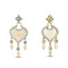 Enchanted Disney Jasmine Swiss Blue Topaz and 1/5 CT. T.W. Diamond Arabesque Drop Earrings in 10K Gold