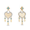 Thumbnail Image 1 of Enchanted Disney Jasmine Swiss Blue Topaz and 1/5 CT. T.W. Diamond Arabesque Drop Earrings in 10K Gold