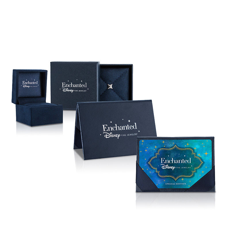 Enchanted Disney Jasmine Swiss Blue Topaz and 1/5 CT. T.W. Diamond Arabesque Drop Earrings in 10K Gold