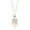 Thumbnail Image 1 of Enchanted Disney Jasmine Swiss Blue Topaz and 1/10 CT. T.W. Diamond Arabesque Drop Pendant in 10K Gold - 19"