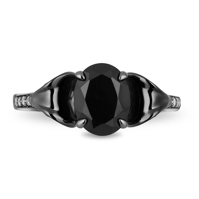 Main Image 4 of Enchanted Disney Villains Jafar Oval Onyx and 1/15 CT. T.W. Diamond Snake Ring in Sterling Silver with Black Rhodium