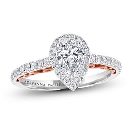 Adrianna Papell 7/8 CT. T.W. Certified Pear-Shaped Diamond Engagement Ring in 14K Two-Tone Gold (I/I1)