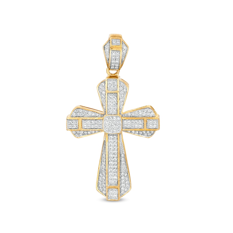 Main Image 1 of Men's 5/8 CT. T.W. Diamond Gothic-Style Cross Charm in 10K Gold
