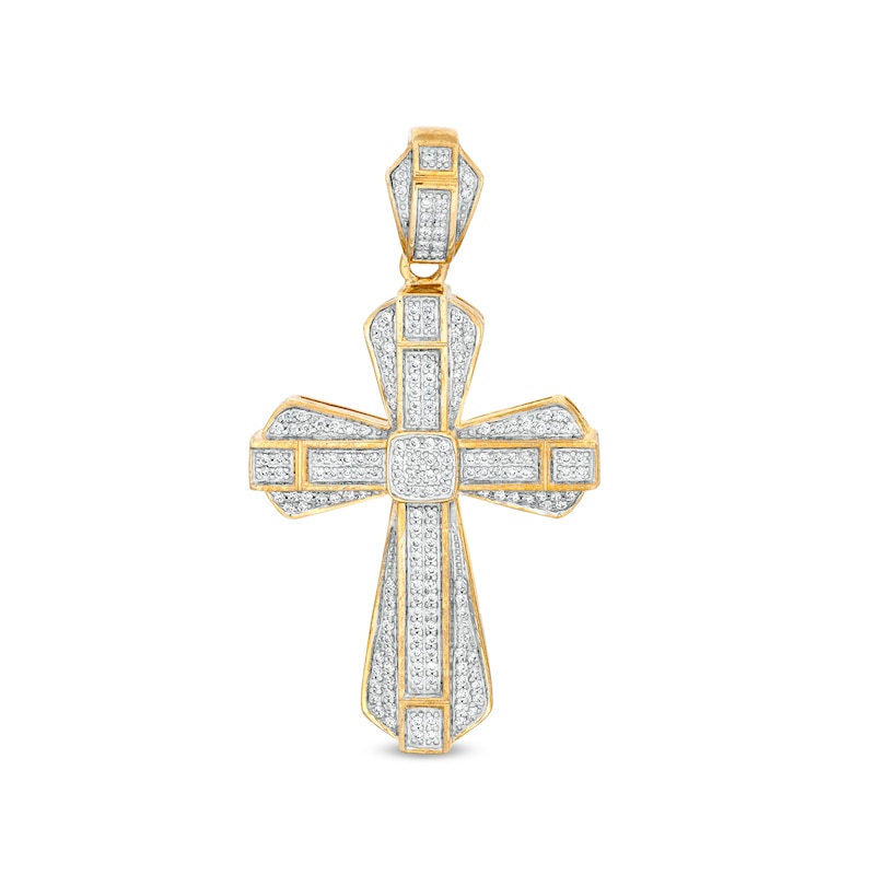 Men's 5/8 CT. T.W. Diamond Gothic-Style Cross Charm in 10K Gold