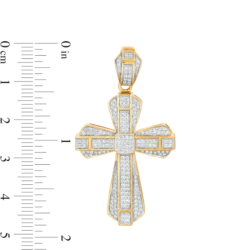 Main Image 2 of Men's 5/8 CT. T.W. Diamond Gothic-Style Cross Charm in 10K Gold