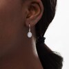 Thumbnail Image 2 of Oval Lab-Created Opal and White Sapphire Frame Drop Earrings in Sterling Silver