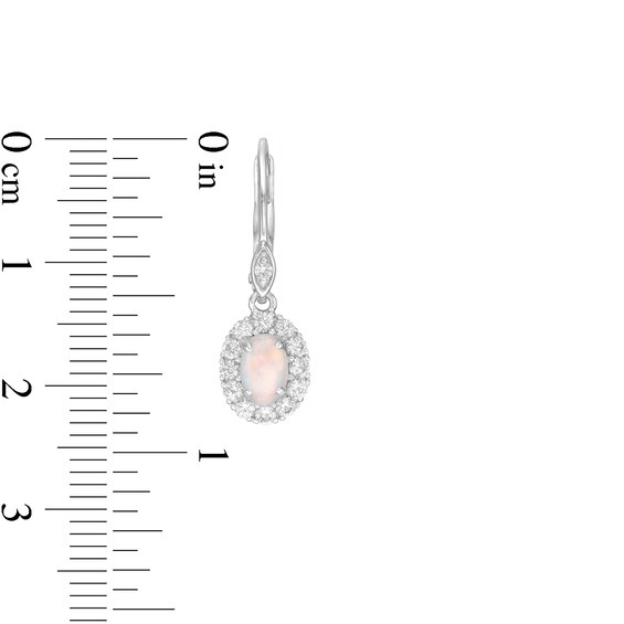 Oval Lab-Created Opal and White Sapphire Frame Drop Earrings in Sterling Silver Oval Lab-Created Opal and White Sapphire Frame Drop Earrings in Sterling Silver