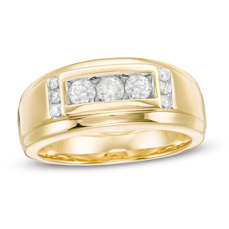 Men's 5/8 CT. T.W. Diamond Three Stone Collar Ring in 10K Gold