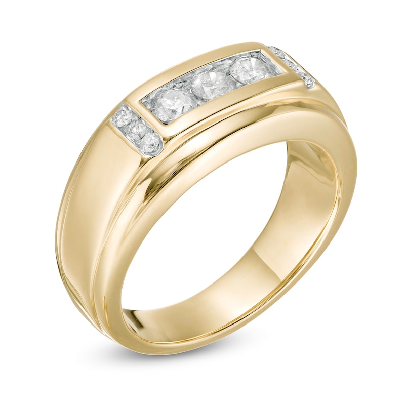 Men's 5/8 CT. T.W. Diamond Three Stone Collar Ring in 10K Gold