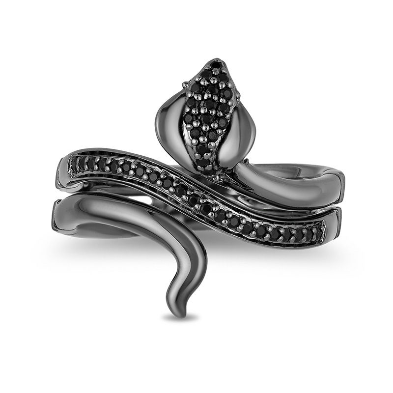 Enchanted Disney Villains Jafar 1/5 CT. T.W. Black Diamond Snake Ring in Sterling Silver with Black Rhodium