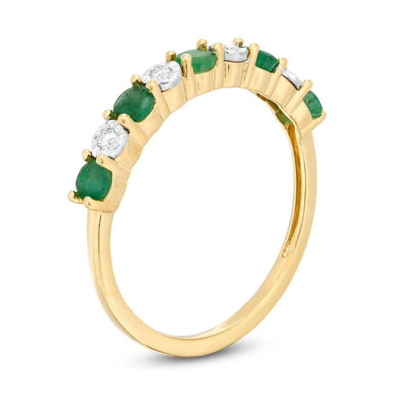 Alternating Emerald and 1/20 CT. T.W. Diamond Band in 10K Gold