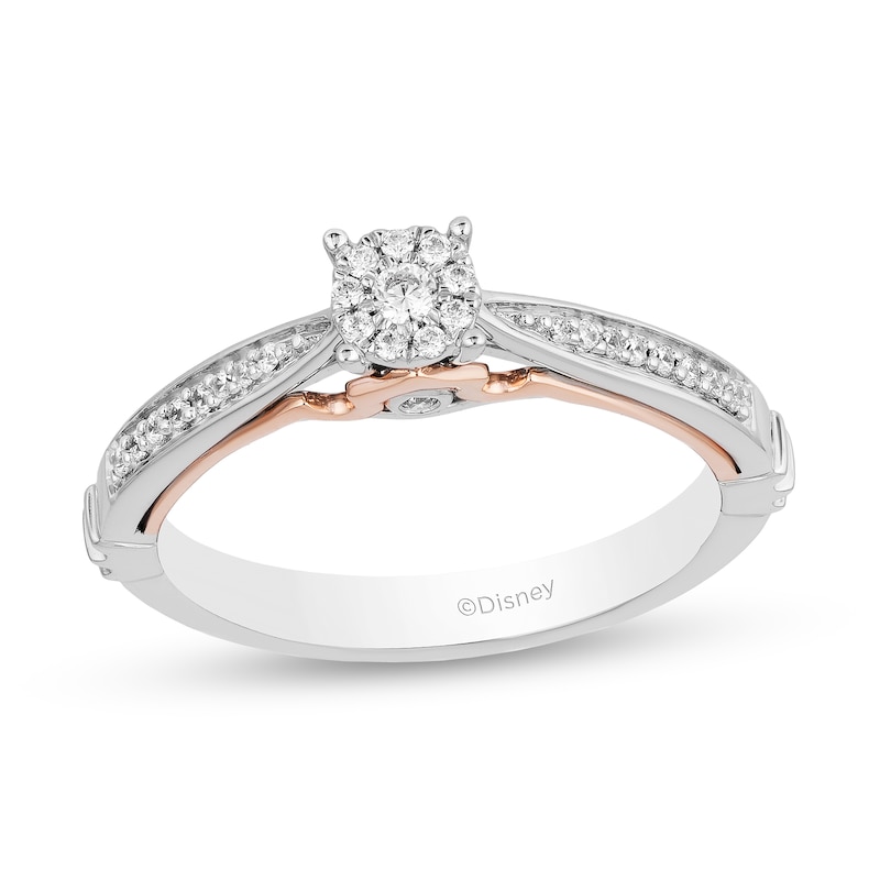 Main Image 1 of Enchanted Disney Aurora 1/6 CT. T.W. Diamond Promise Ring in 10K Two-Tone Gold