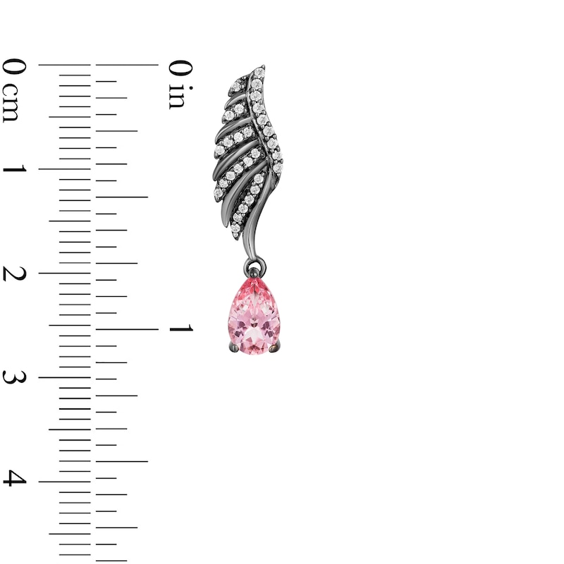 Main Image 2 of Enchanted Disney Villains Maleficent Pink Topaz and 1/6 CT. T.W. Diamond Earrings in Sterling Silver with Black Rhodium