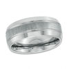 Thumbnail Image 1 of 9.0mm Multi-Finish Double Groove Beveled Edge Wedding Band in Tungsten - Size 10