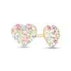 Child's Simulated Multi-Color Crystal Heart Stud Earrings in 14K Gold