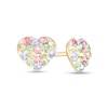 Thumbnail Image 1 of Child's Simulated Multi-Color Crystal Heart Stud Earrings in 14K Gold
